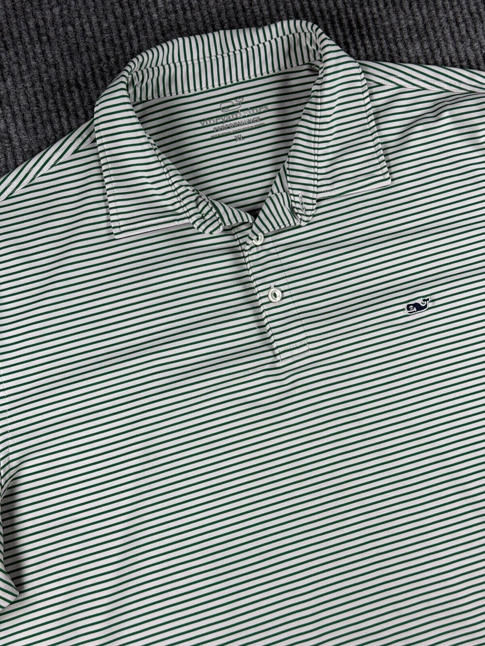 Vineyards Vines Performance Polo Mens XL Bradley Stripe Green White Short Sleeve